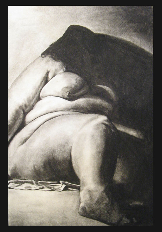 dessin artistique de belle femme obèse